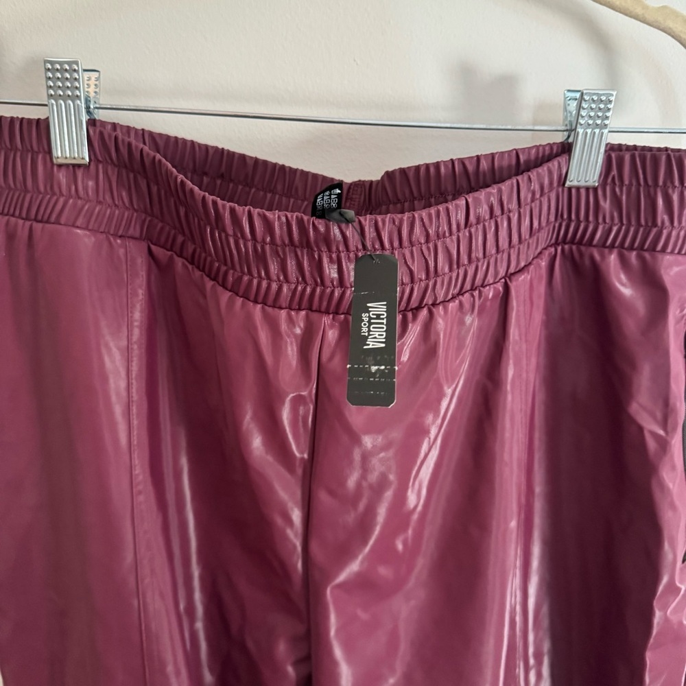 VICTORIA’S SECRET / VICTORIA SPORT coated burgundy joggers NWT - Picture 6 of 7
